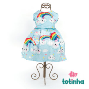 Vestido Chuva de Amor Azul com pérolas