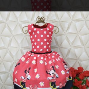 Vestido Minnie Vermelho com Pérolas