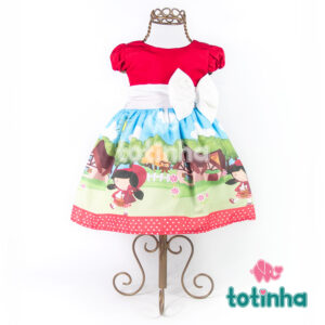 Vestido Chapeuzinho Vermelho com Laço Branco
