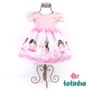 Vestido Bailarina Rosa com Pérolas