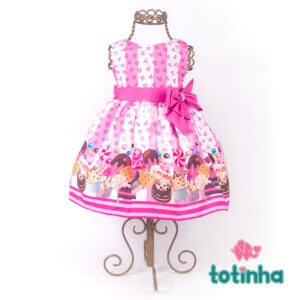 Vestido Doces Rosa Listrado