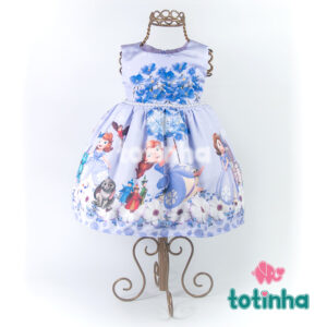 Vestido Princesinha Sofia Lilás com Flores