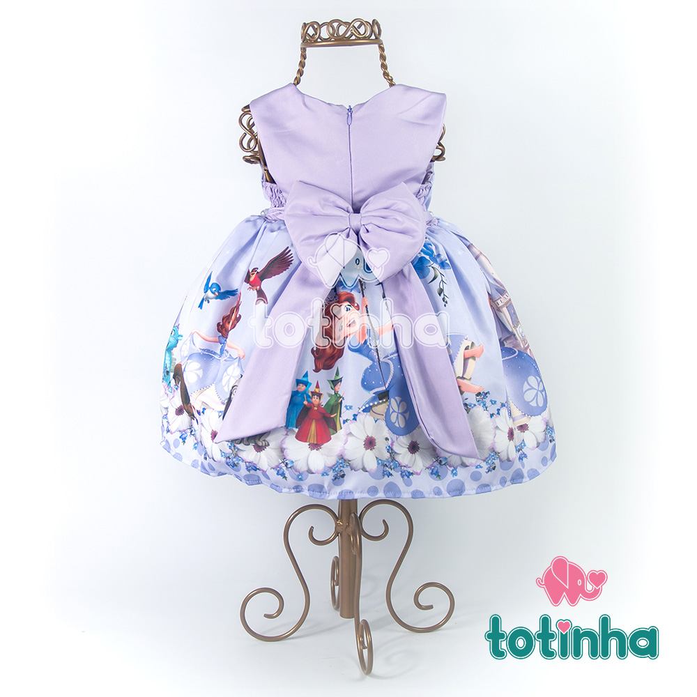 Vestido Princesinha Sofia Lilás com Flores - Totinha