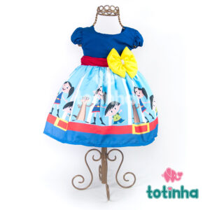Vestido Show da Luna Azul com Laço Amarelo