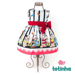 Vestido Turma da Mônica Branco com Listras