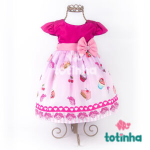 Vestido Doces com Laço Rosa