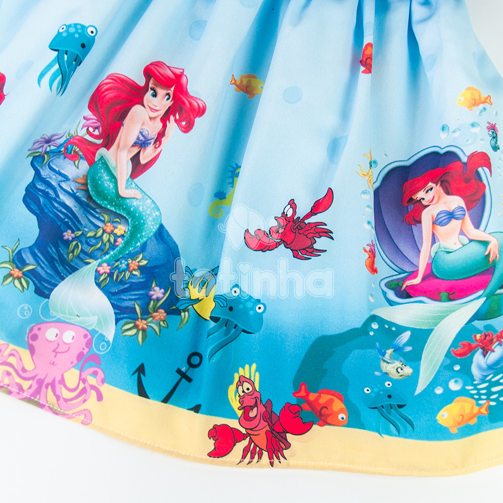 Vestido Fundo do Mar, Pequena Sereia, Vestido Ariel