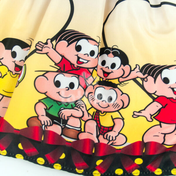 Vestido Turma da M nica Vermelho com La o Amarelo Totinha