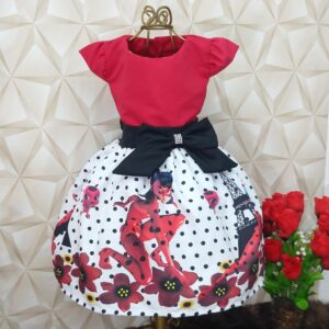 Vestido Ladybug Vermelho com Laço Preto